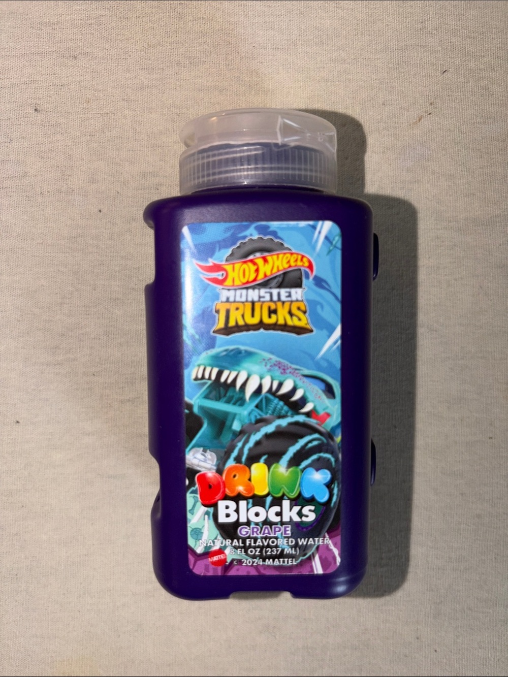 Vintage Collectible Monster Trucks Grape Drink Blocks Toy Bottle